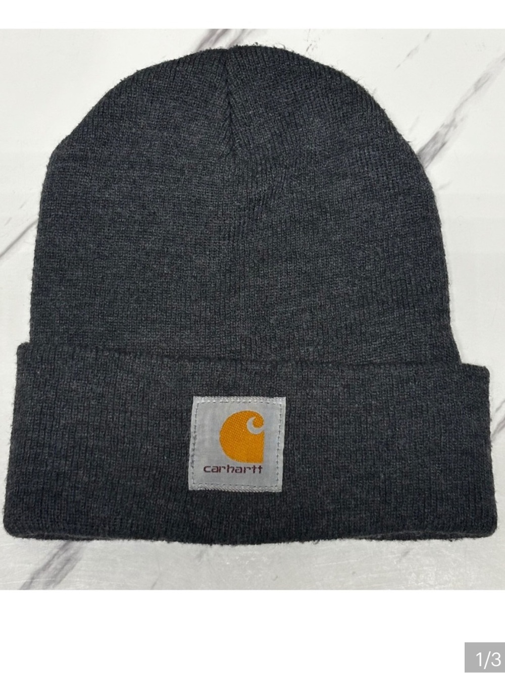 Carhartt Beanie Men's OSFA Charcoal Grey Model No.‎ A18 Watch Hat Rib Knit Logo